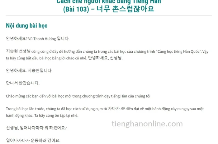 Cách chê người khác bằng Tiếng Hàn (Bài 103)