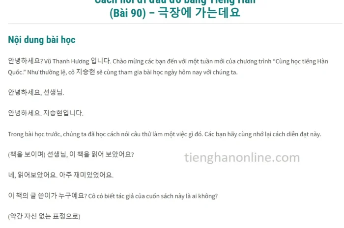 Cách nói đi đâu đó bằng Tiếng Hàn (Bài 90)