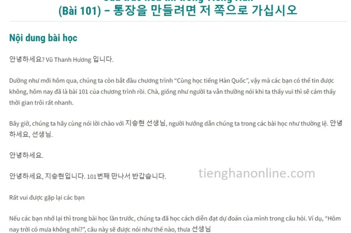 Cấu trúc nếu thì trong Tiếng Hàn (Bài 101)