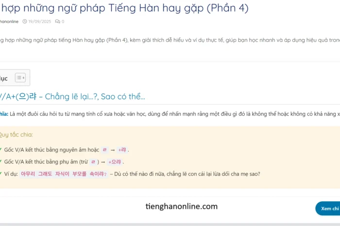Tổng hợp những ngữ pháp Tiếng Hàn hay gặp (Phần 4)